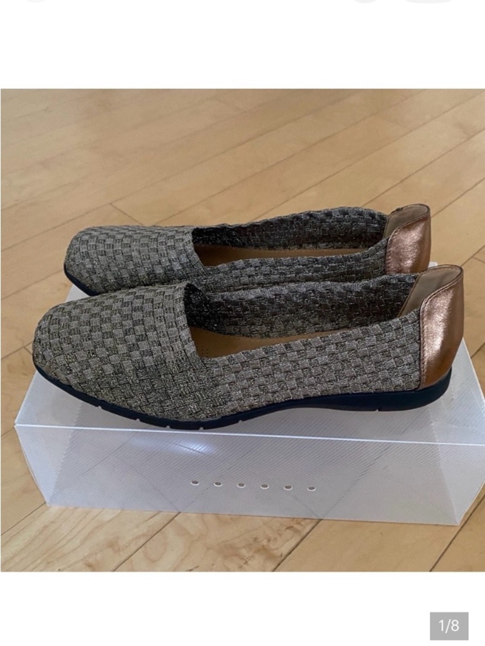 Comfortview Woven Slip-On Flats in Gray and Bronze